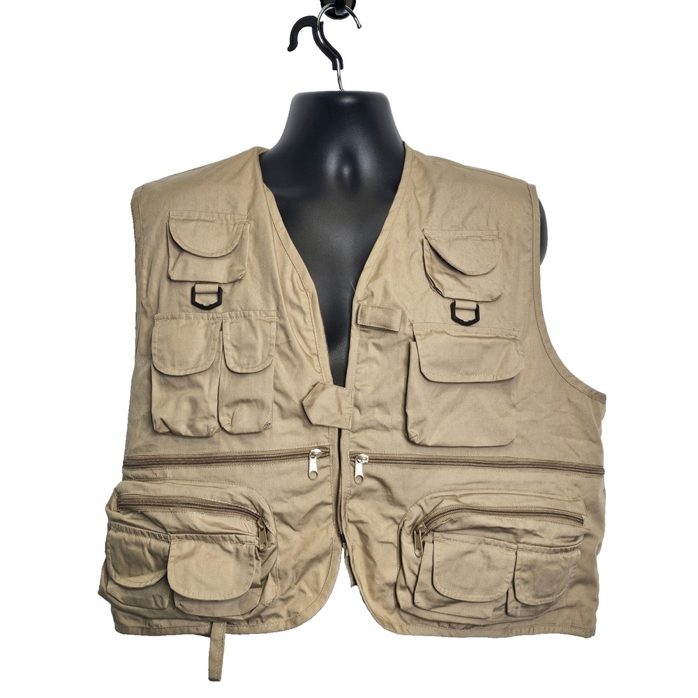 NWT Master Sportsman Rugged Outdoor Gear fishing vest khaki zip pockets